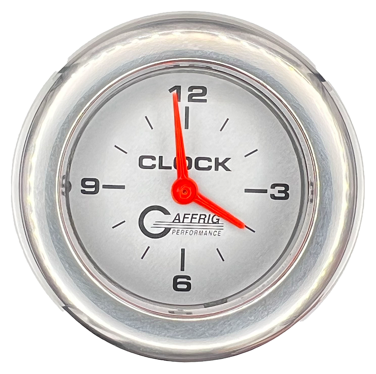 GAFFRIG 2 INCH ELECTRIC CLOCK GAUGE FAT RIM (218) / CHROME/POLISHED / PLATINUM