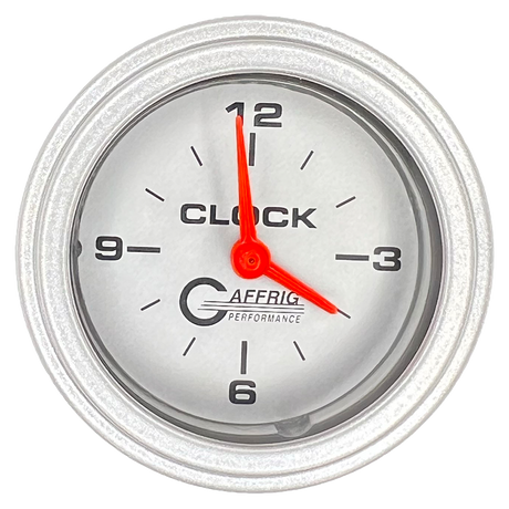 GAFFRIG 2 INCH ELECTRIC CLOCK GAUGE STEP RIM (002) / PLATINUM / PLATINUM