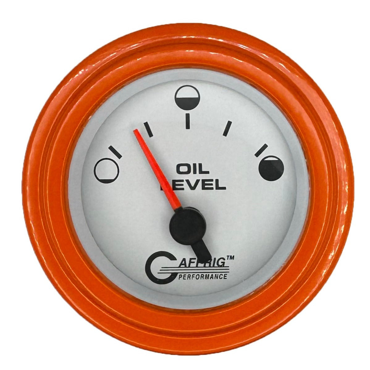 GAFFRIG 2 INCH ELECTRIC OIL LEVEL GAUGE PLATINUM / STEP RIM / ORANGE