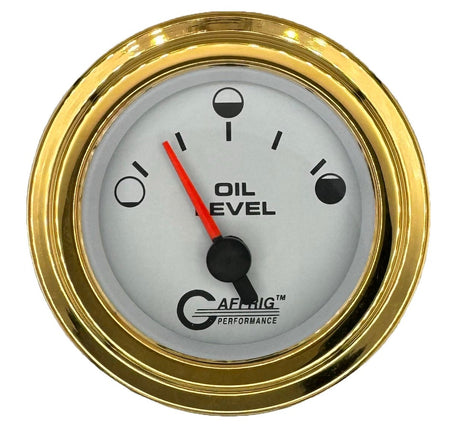 GAFFRIG 2 INCH ELECTRIC OIL LEVEL GAUGE PLATINUM / STEP RIM / GOLD