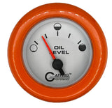 GAFFRIG 2 INCH ELECTRIC OIL LEVEL GAUGE PLATINUM / FAT RIM / ORANGE