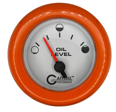 GAFFRIG 2 INCH ELECTRIC OIL LEVEL GAUGE PLATINUM / FAT RIM / ORANGE