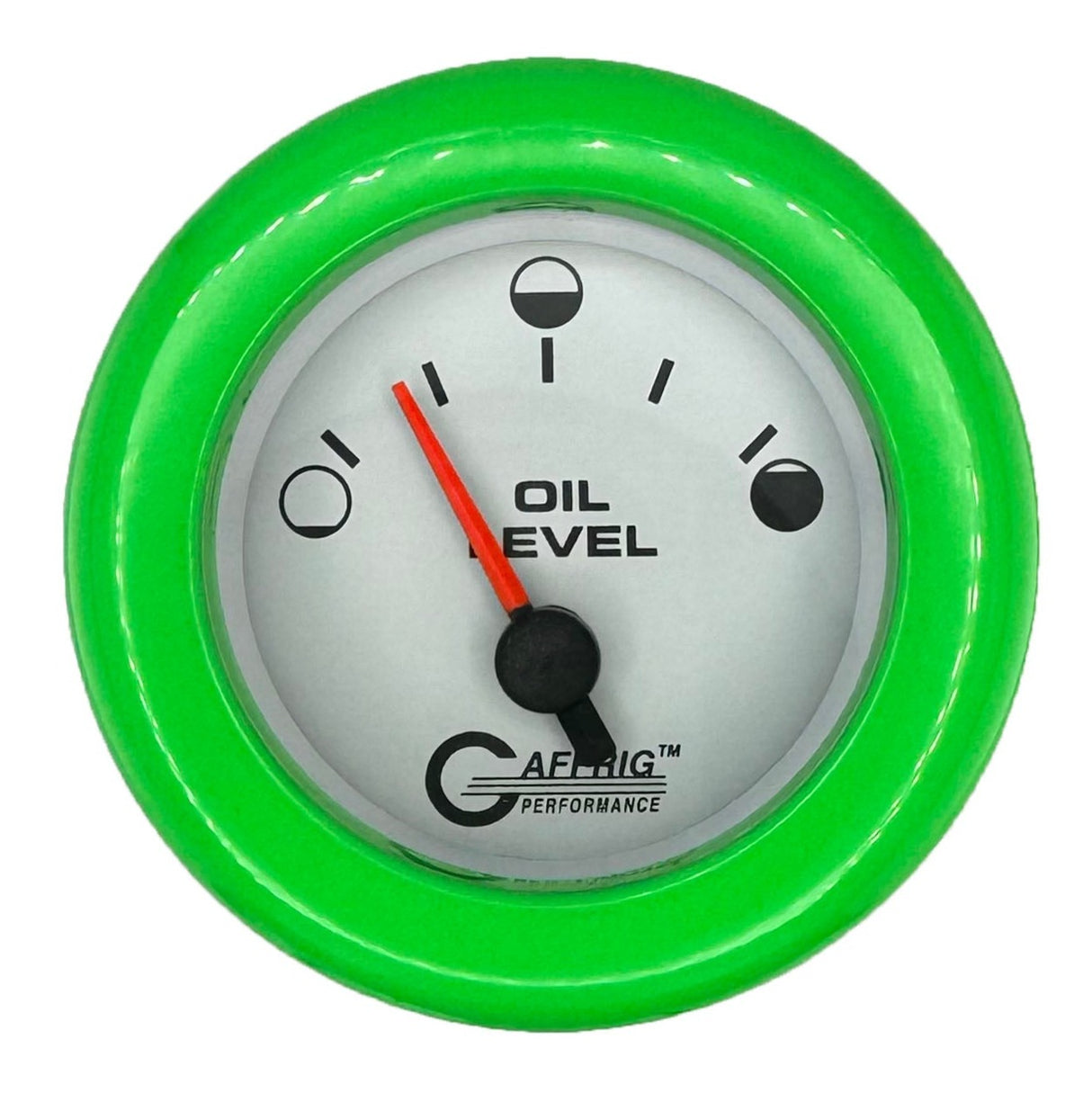 GAFFRIG 2 INCH ELECTRIC OIL LEVEL GAUGE PLATINUM / FAT RIM / LIME GREEN