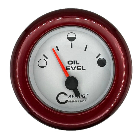 GAFFRIG 2 INCH ELECTRIC OIL LEVEL GAUGE PLATINUM / FAT RIM / RED