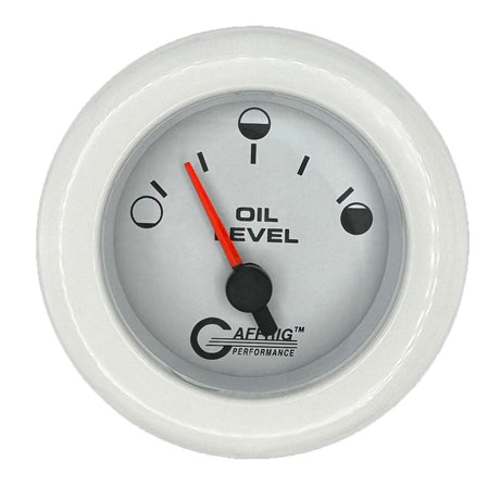 GAFFRIG 2 INCH ELECTRIC OIL LEVEL GAUGE PLATINUM / FAT RIM / WHITE