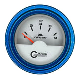 GAFFRIG 2 INCH INTERNATIONAL ELECTRIC OIL PRESSURE GAUGE 0-8 BARS - WHITE STEP RIM / BLUE