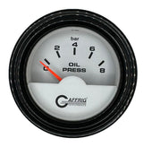 GAFFRIG 2 INCH INTERNATIONAL ELECTRIC OIL PRESSURE GAUGE 0-8 BARS - WHITE STEP RIM / BLACK