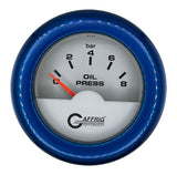 GAFFRIG 2 INCH INTERNATIONAL ELECTRIC OIL PRESSURE GAUGE 0-8 BARS - WHITE FAT RIM / BLUE