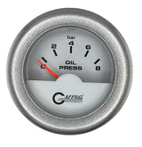 GAFFRIG 2 INCH INTERNATIONAL ELECTRIC OIL PRESSURE GAUGE 0-8 BARS - WHITE FAT RIM / PLATINUM