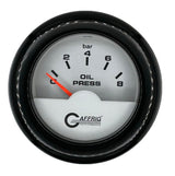 GAFFRIG 2 INCH INTERNATIONAL ELECTRIC OIL PRESSURE GAUGE 0-8 BARS - WHITE FAT RIM / BLACK