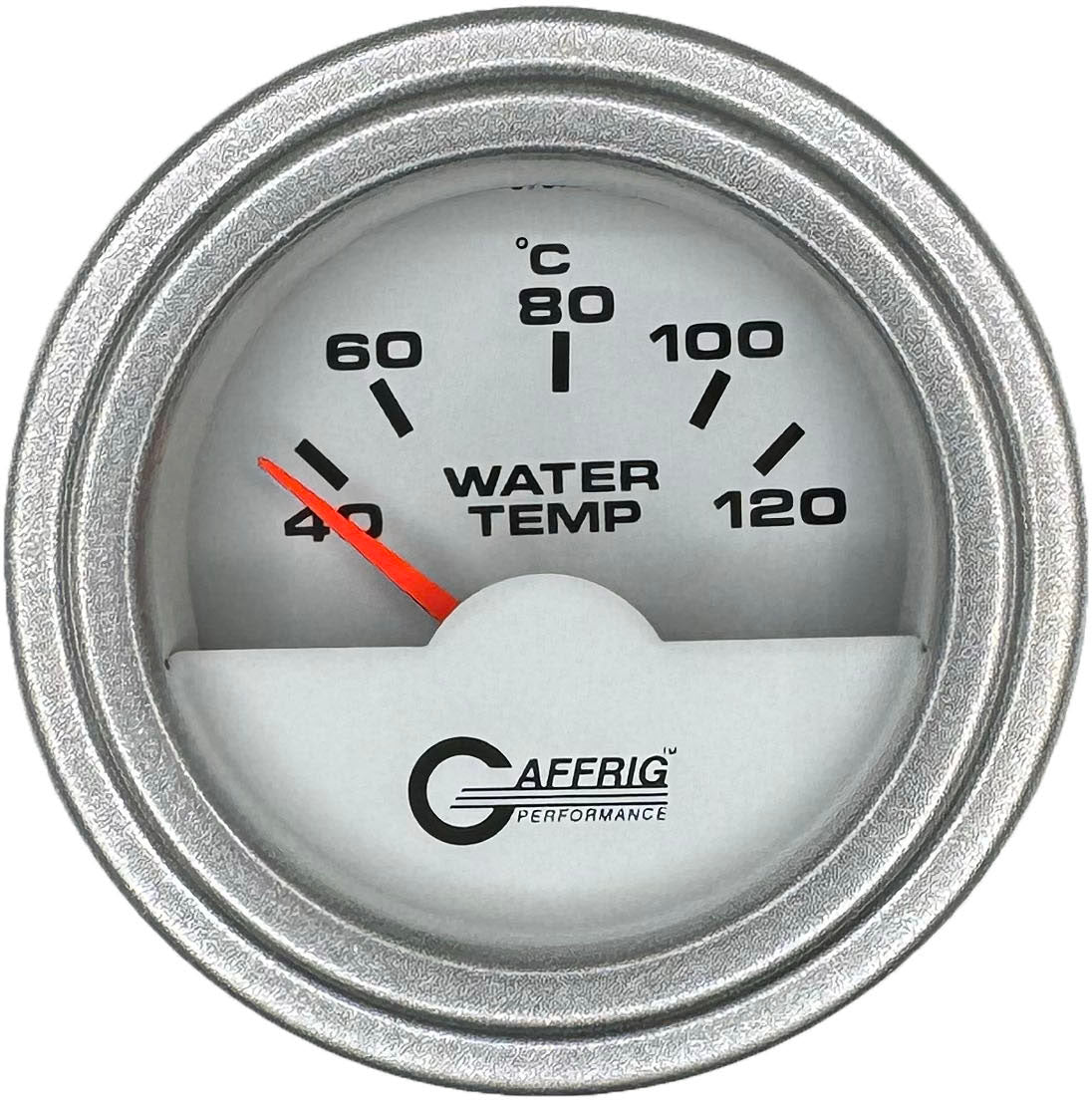 GAFFRIG PART #5876 2 INCH INTERNATIONAL ELECTRIC WATER TEMP GAUGE 40-120 C WHITE STEP RIM (002) / PLATINUM