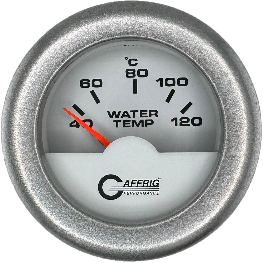 GAFFRIG PART #5876 2 INCH INTERNATIONAL ELECTRIC WATER TEMP GAUGE 40-120 C WHITE FAT RIM (218) / PLATINUM