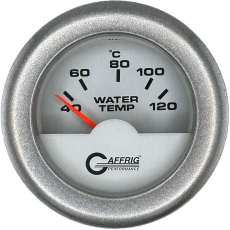 GAFFRIG PART #5876 2 INCH INTERNATIONAL ELECTRIC WATER TEMP GAUGE 40-120 C WHITE FAT RIM (218) / PLATINUM