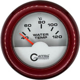 GAFFRIG PART #5876 2 INCH INTERNATIONAL ELECTRIC WATER TEMP GAUGE 40-120 C WHITE FAT RIM (218) / RED