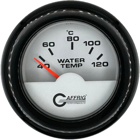 GAFFRIG PART #5876 2 INCH INTERNATIONAL ELECTRIC WATER TEMP GAUGE 40-120 C WHITE FAT RIM (218) / BLACK