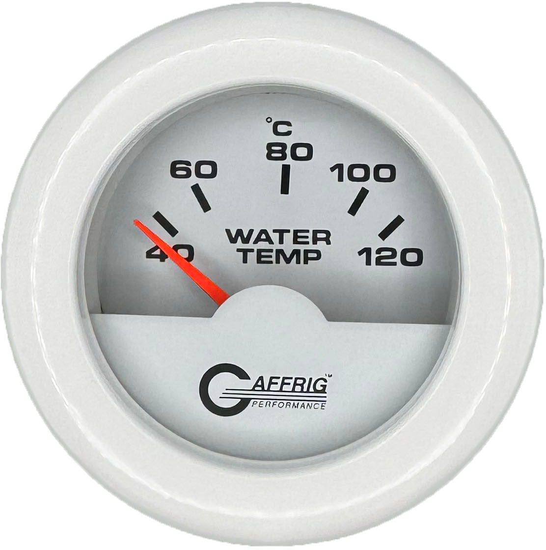 GAFFRIG PART #5876 2 INCH INTERNATIONAL ELECTRIC WATER TEMP GAUGE 40-120 C WHITE FAT RIM (218) / WHITE