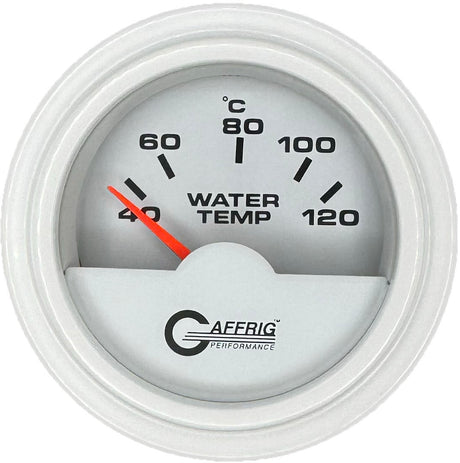 GAFFRIG PART #5876 2 INCH INTERNATIONAL ELECTRIC WATER TEMP GAUGE 40-120 C WHITE STEP RIM (002) / WHITE