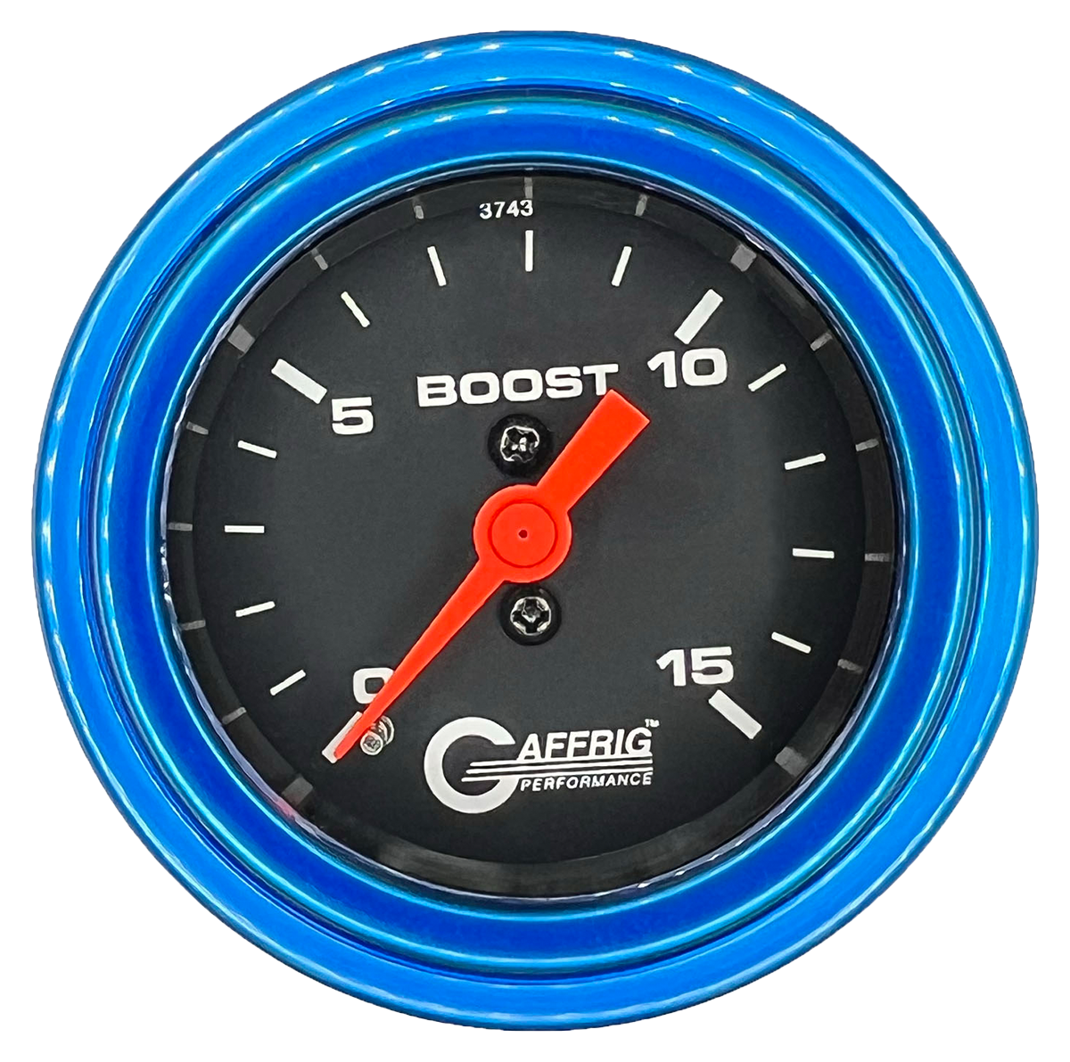 GAFFRIG 2 INCH MECHANICAL BOOST GAUGE 0-15 PSI STEP RIM (002) / BLUE / BLACK