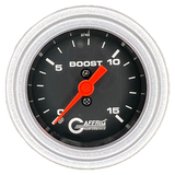 GAFFRIG 2 INCH MECHANICAL BOOST GAUGE 0-15 PSI STEP RIM (002) / PLATINUM / BLACK