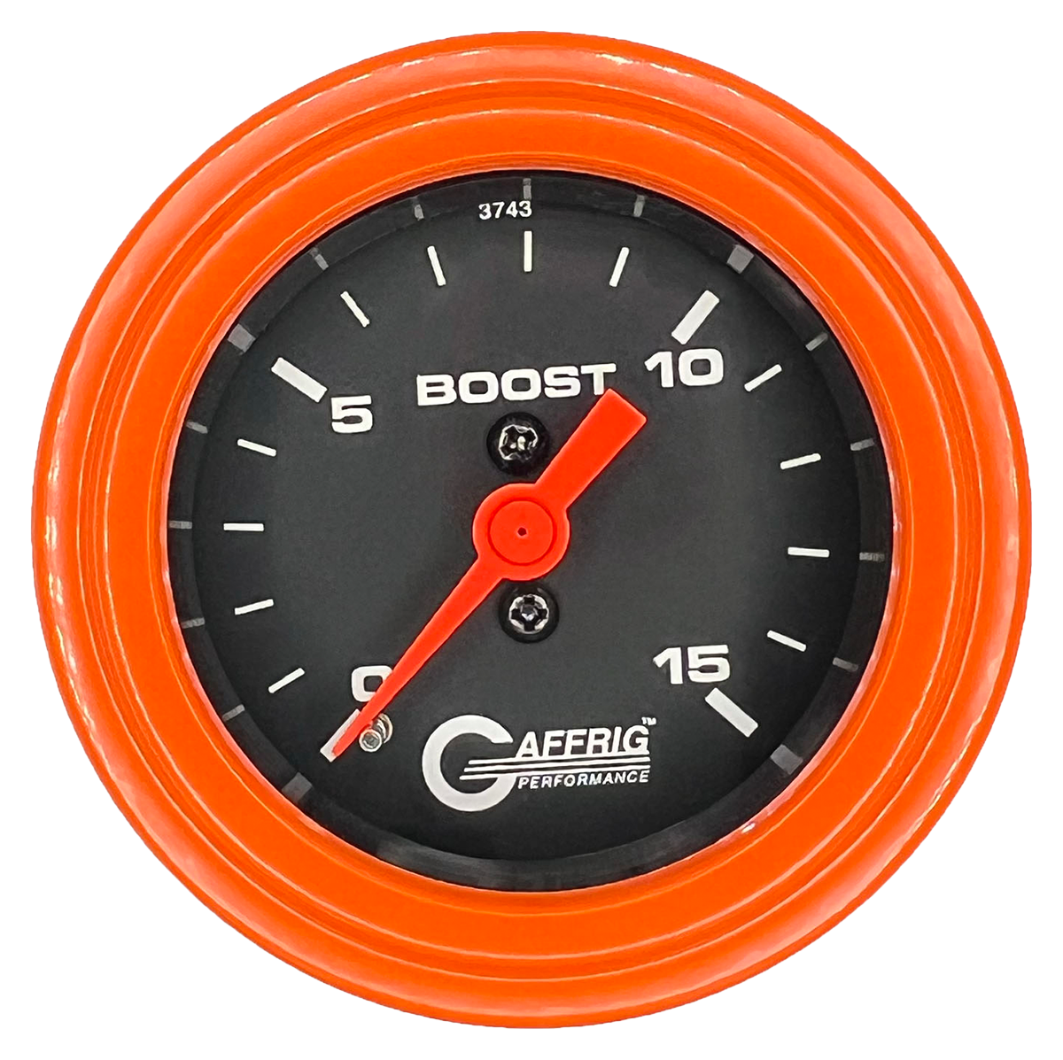 GAFFRIG 2 INCH MECHANICAL BOOST GAUGE 0-15 PSI STEP RIM (002) / ORANGE / BLACK