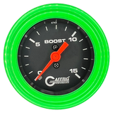 GAFFRIG 2 INCH MECHANICAL BOOST GAUGE 0-15 PSI STEP RIM (002) / LIME GREEN / BLACK