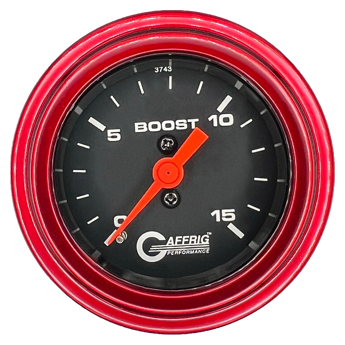 GAFFRIG 2 INCH MECHANICAL BOOST GAUGE 0-15 PSI STEP RIM (002) / RED / BLACK