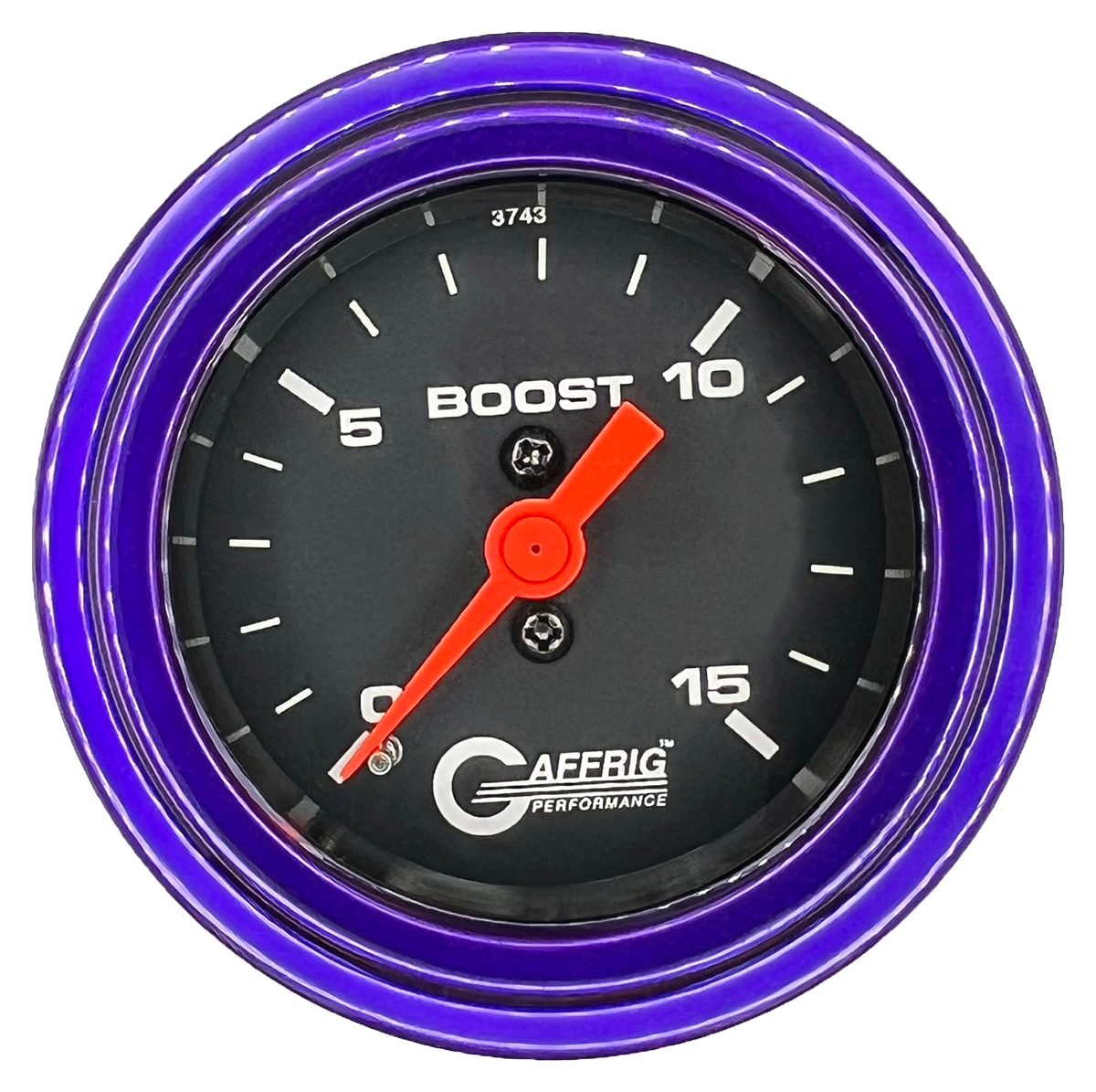 GAFFRIG 2 INCH MECHANICAL BOOST GAUGE 0-15 PSI STEP RIM (002) / PURPLE / BLACK