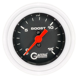 GAFFRIG 2 INCH MECHANICAL BOOST GAUGE 0-15 PSI STEP RIM (002) / WHITE / BLACK