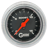 GAFFRIG 2 INCH MECHANICAL BOOST GAUGE 0-15 PSI STEP RIM (002) / CHROME/POLISHED / BLACK