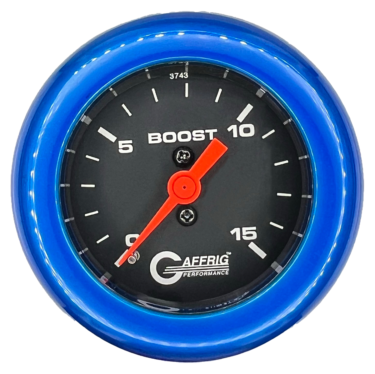 GAFFRIG 2 INCH MECHANICAL BOOST GAUGE 0-15 PSI FAT RIM (218) / BLUE / BLACK