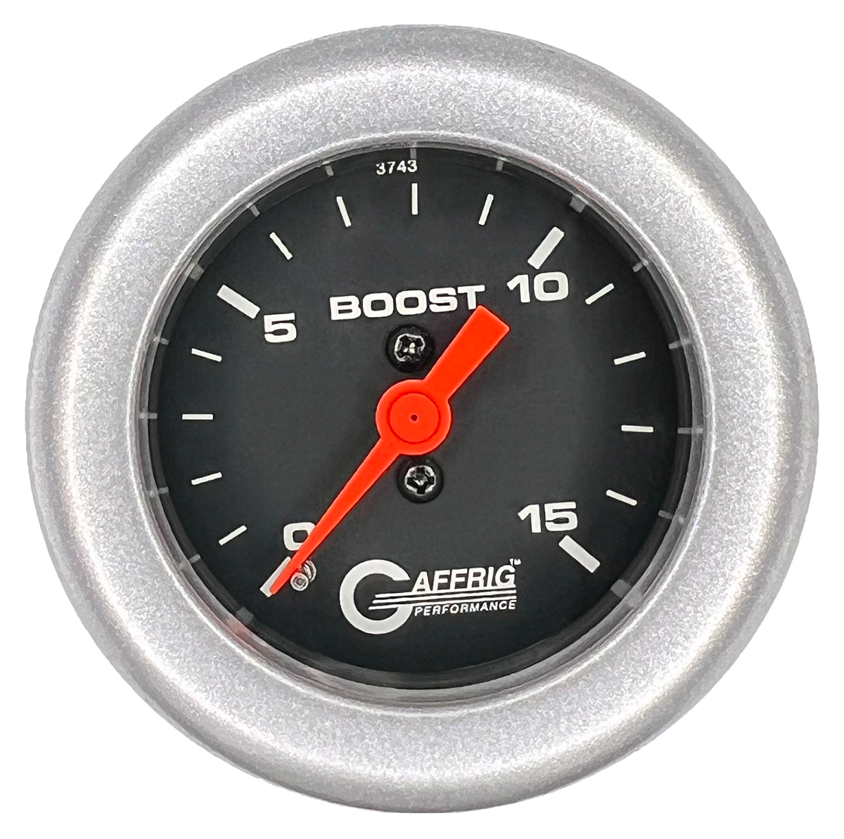 GAFFRIG 2 INCH MECHANICAL BOOST GAUGE 0-15 PSI FAT RIM (218) / PLATINUM / BLACK