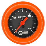 GAFFRIG 2 INCH MECHANICAL BOOST GAUGE 0-15 PSI FAT RIM (218) / ORANGE / BLACK