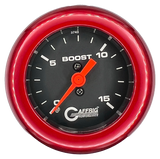 GAFFRIG 2 INCH MECHANICAL BOOST GAUGE 0-15 PSI FAT RIM (218) / RED / BLACK