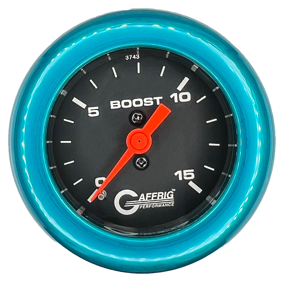 GAFFRIG 2 INCH MECHANICAL BOOST GAUGE 0-15 PSI FAT RIM (218) / TEAL / BLACK