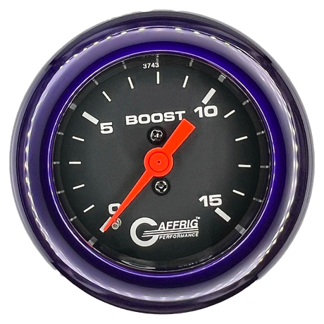 GAFFRIG 2 INCH MECHANICAL BOOST GAUGE 0-15 PSI FAT RIM (218) / PURPLE / BLACK