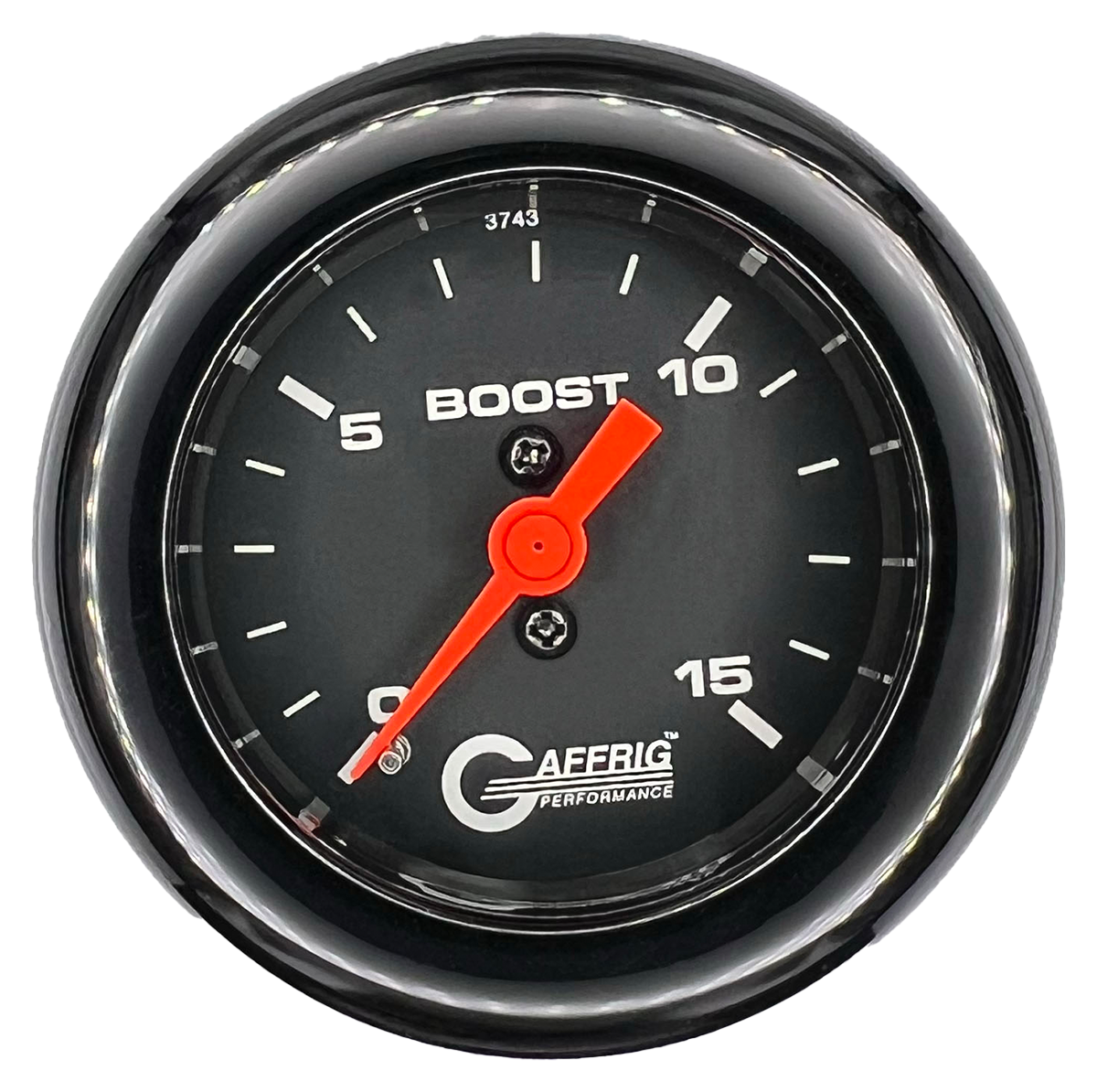 GAFFRIG 2 INCH MECHANICAL BOOST GAUGE 0-15 PSI FAT RIM (218) / BLACK / BLACK