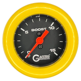 GAFFRIG 2 INCH MECHANICAL BOOST GAUGE 0-15 PSI FAT RIM (218) / YELLOW / BLACK