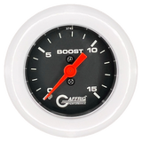 GAFFRIG 2 INCH MECHANICAL BOOST GAUGE 0-15 PSI FAT RIM (218) / WHITE / BLACK