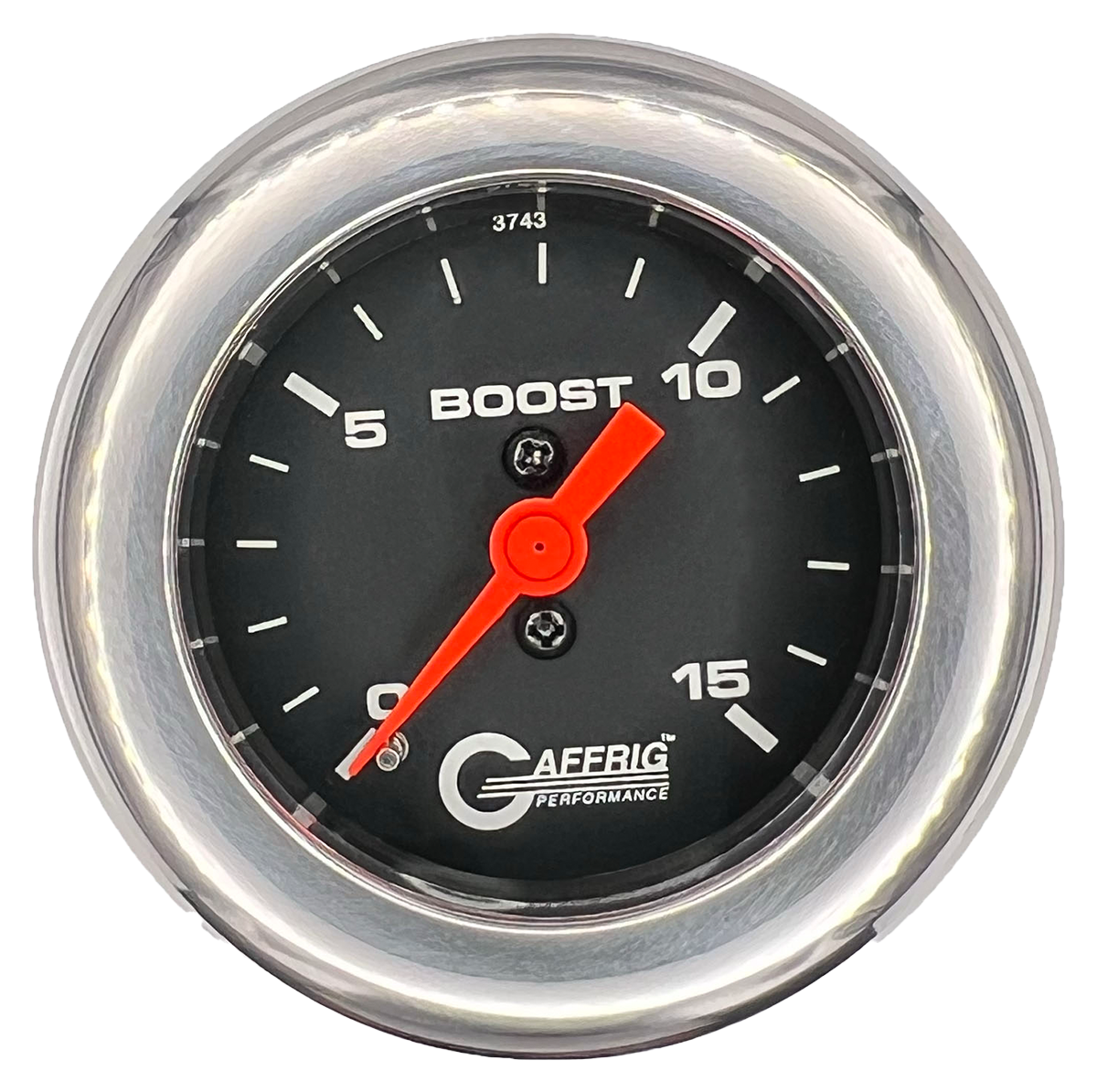 GAFFRIG 2 INCH MECHANICAL BOOST GAUGE 0-15 PSI FAT RIM (218) / CHROME/POLISHED / BLACK