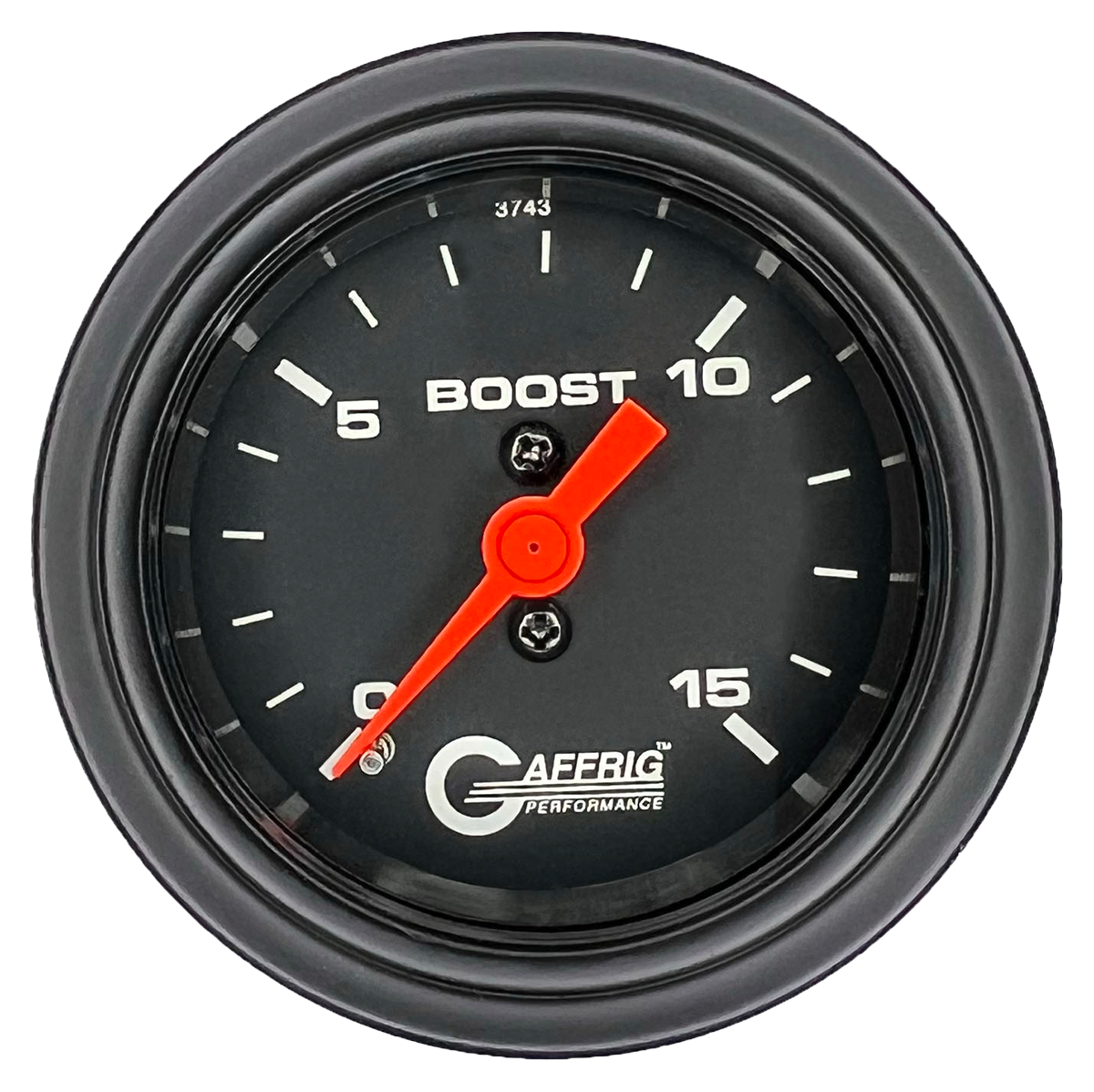 GAFFRIG 2 INCH MECHANICAL BOOST GAUGE 0-15 PSI STEP RIM (002) / BLACK / BLACK