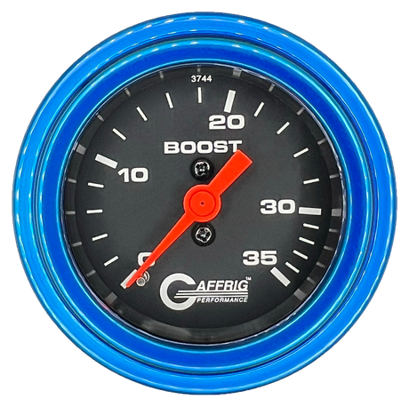 GAFFRIG 2 INCH MECHANICAL BOOST 0-35 PSI GAUGE STEP RIM (002) / BLUE / BLACK