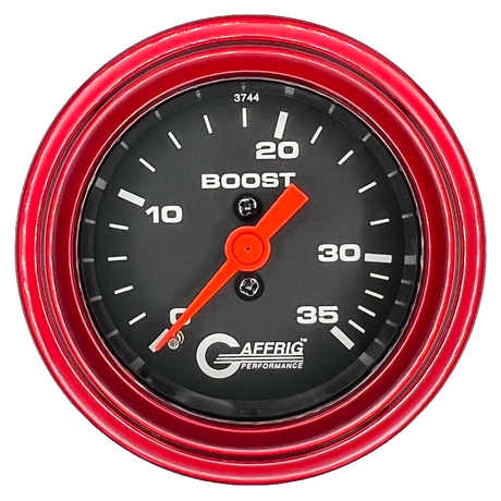 GAFFRIG 2 INCH MECHANICAL BOOST 0-35 PSI GAUGE STEP RIM (002) / RED / BLACK