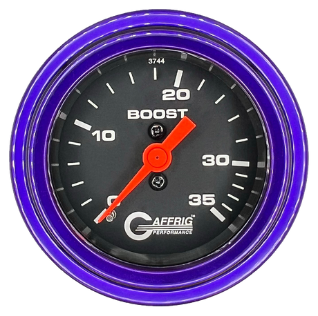 GAFFRIG 2 INCH MECHANICAL BOOST 0-35 PSI GAUGE STEP RIM (002) / PURPLE / BLACK