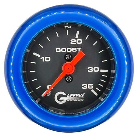 GAFFRIG 2 INCH MECHANICAL BOOST 0-35 PSI GAUGE FAT RIM (218) / BLUE / BLACK