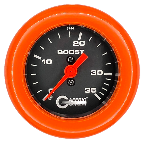 GAFFRIG 2 INCH MECHANICAL BOOST 0-35 PSI GAUGE FAT RIM (218) / ORANGE / BLACK