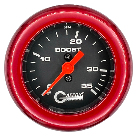 GAFFRIG 2 INCH MECHANICAL BOOST 0-35 PSI GAUGE FAT RIM (218) / RED / BLACK