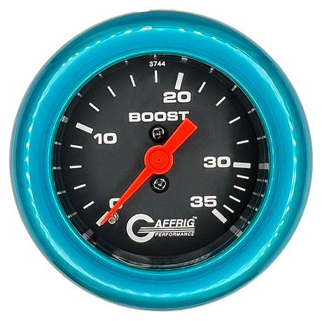 GAFFRIG 2 INCH MECHANICAL BOOST 0-35 PSI GAUGE FAT RIM (218) / TEAL / BLACK