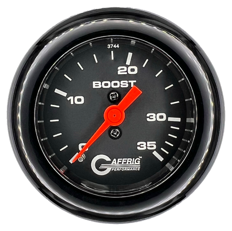 GAFFRIG 2 INCH MECHANICAL BOOST 0-35 PSI GAUGE FAT RIM (218) / BLACK / BLACK