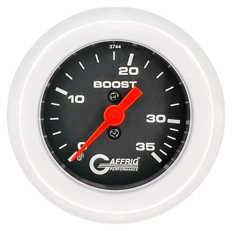 GAFFRIG 2 INCH MECHANICAL BOOST 0-35 PSI GAUGE FAT RIM (218) / WHITE / BLACK