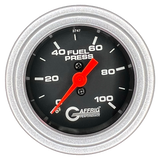 GAFFRIG 2 INCH MECHANICAL FUEL PRESSURE 0-100 PSI GAUGE STEP RIM (002) / PLATINUM / BLACK